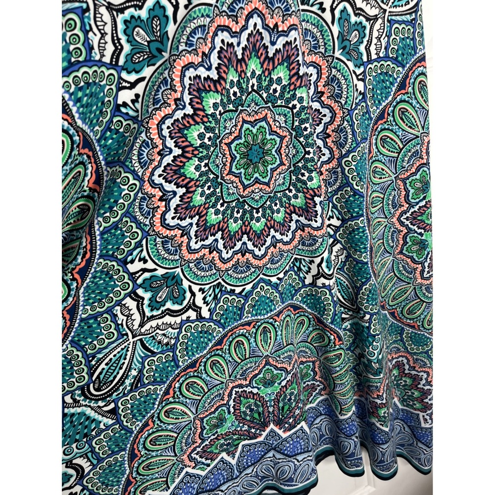 London Times Dress Womens 10 Blue Green Mandala Handkerchief Hem Sleeveless - Picture 8 of 9